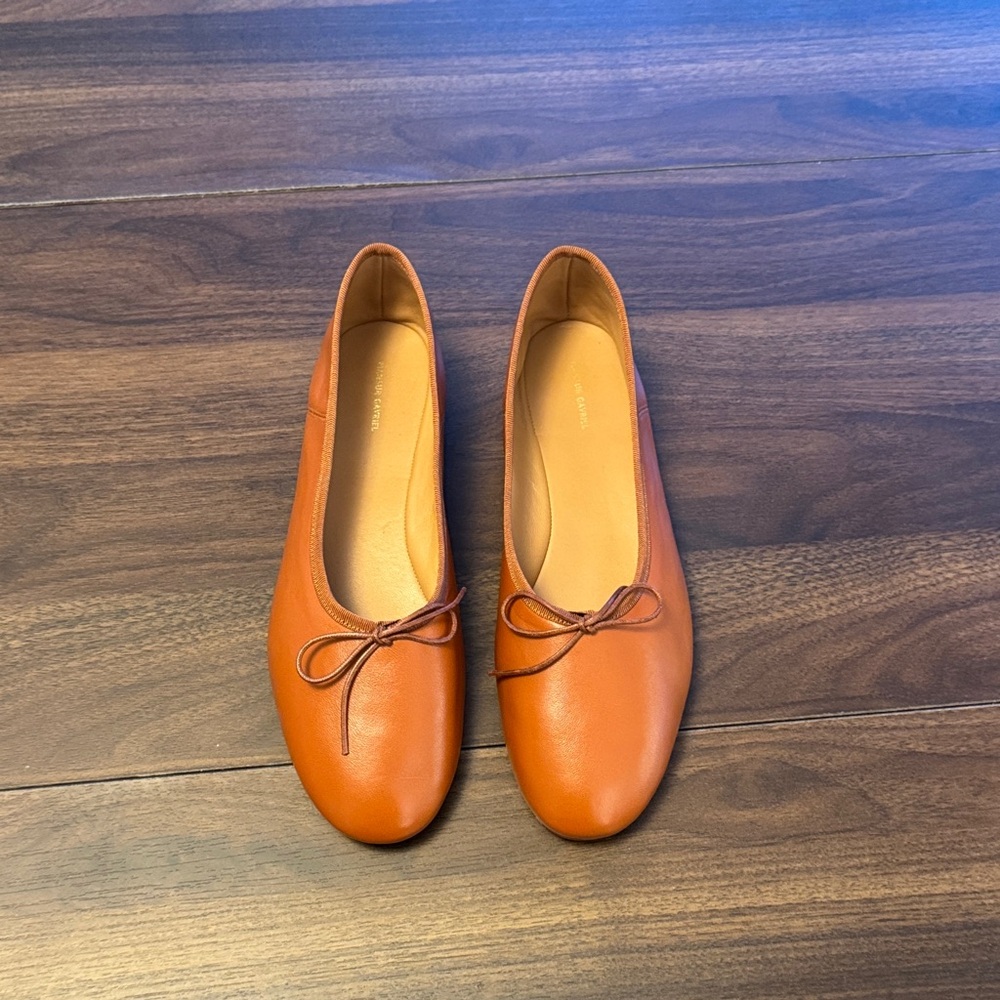 Mansur Gavriel Caramel Tan Dream Ballet Flats Size 38 NWOB